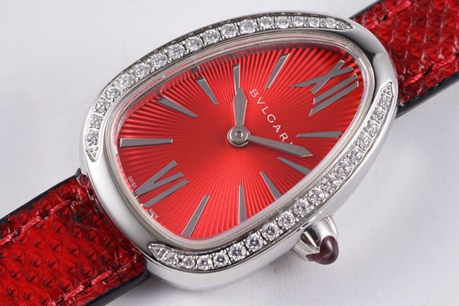 BV Factory Top collectible watches Bvlgari Quartz Serpenti Series Women's Red Strap Belt Watch Front View