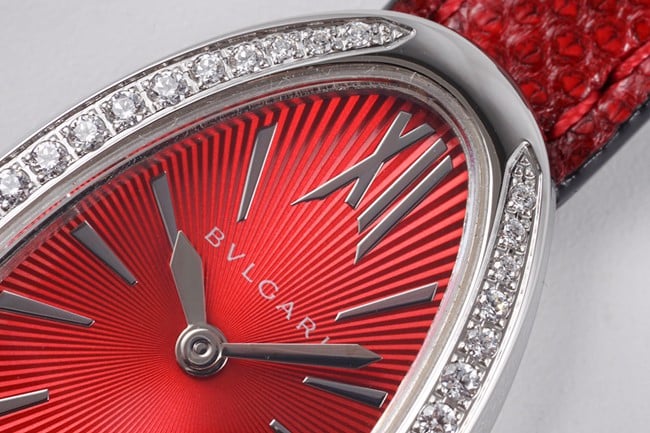 BV Factory Top collectible watches Bvlgari Quartz Serpenti Series Women's Red Strap Belt Watch Details