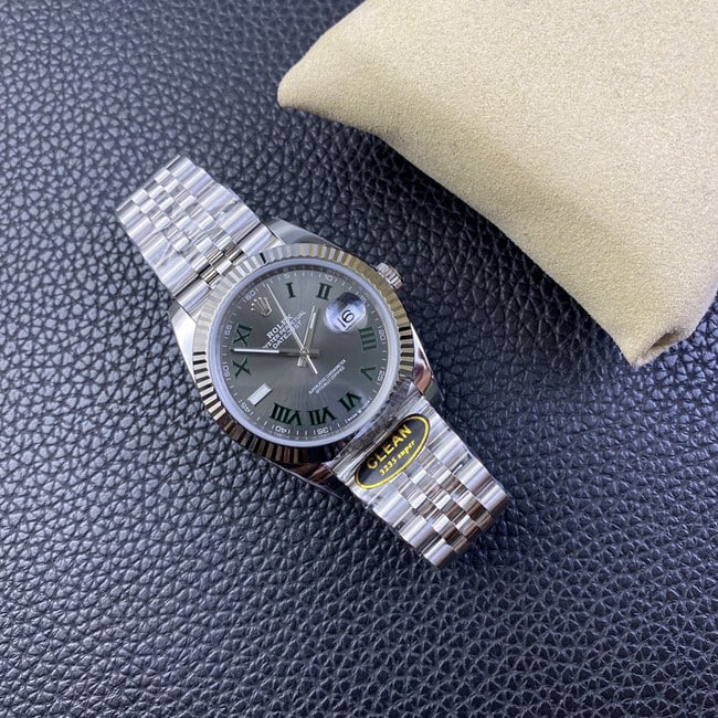 Clean factory Rolextop-tier watch men's gray plate steel braceletDatejust series automatic movement watch front view