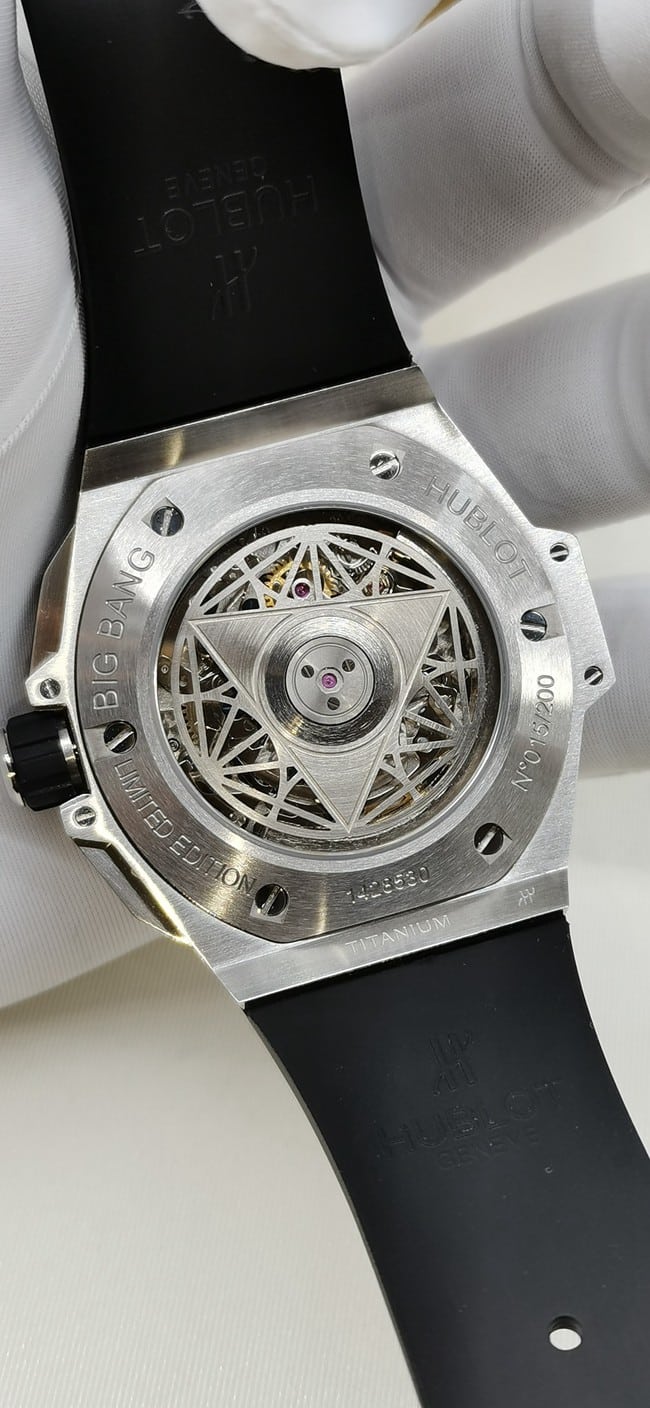 Top-tier watch Hublot men's blue dial blue belt Big bang series fully automatic movement watch movement picture