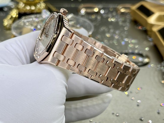 top-tier watch Audemars Piguet men's white dial gold belt Royal Oak automatic movement watch clasp picture