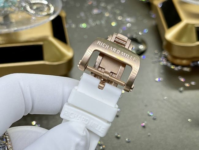 Richard Milletop-tier watch women's black dialrubber strap South African real diamond mechanical watch clasp picture