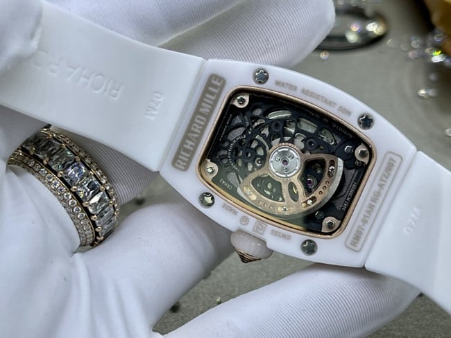 Richard Milletop-tier watch women's black dialrubber strap South African real diamond mechanical watch movement picture