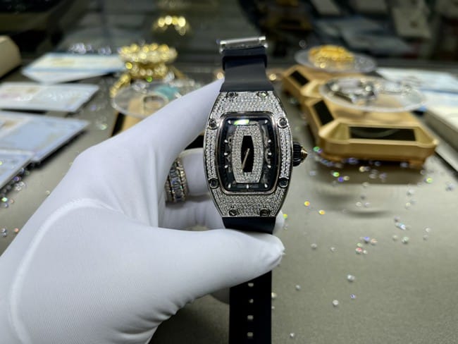 Richard Milletop-tier watch South Africa real diamond ladies black dial black belt automatic movement watch front view