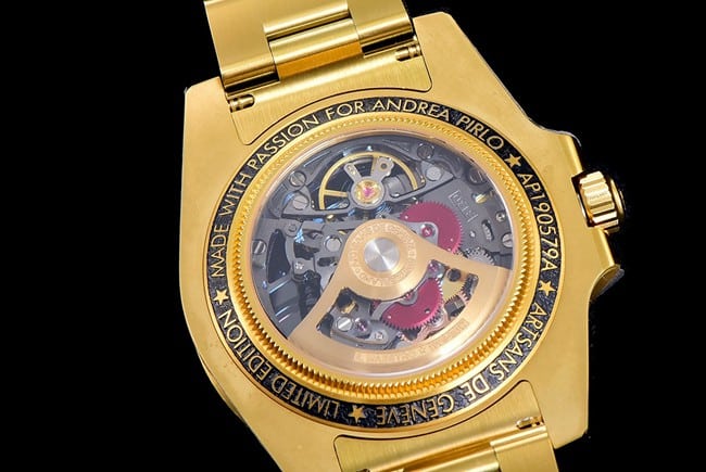 Rolextop-tier watch fully empty Submariner series men's black dial gold belt automatic movement watch movement picture