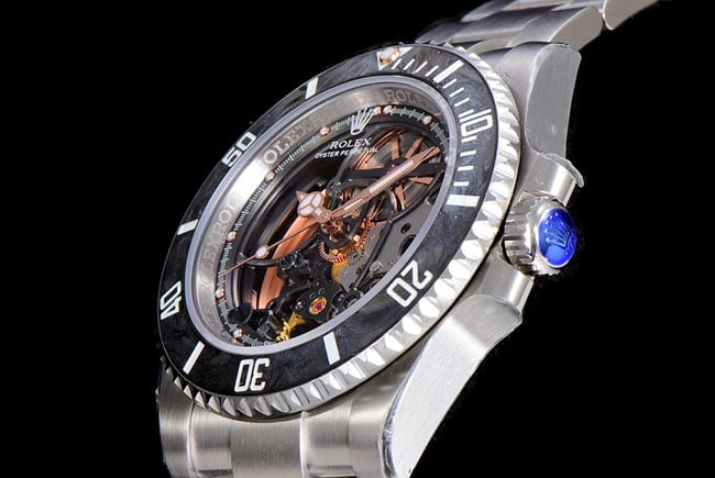 Rolextop-tier watch automatic movement men's gray plate steel bracelet Submariner series watch side view
