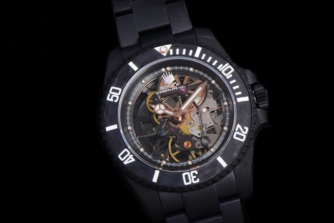 Rolextop-tier watch men's black dialsteel braceletSubmariner series mechanical watch front view