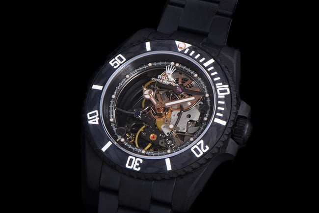 Rolextop-tier watch men's black dialsteel braceletSubmariner series mechanical watch front view