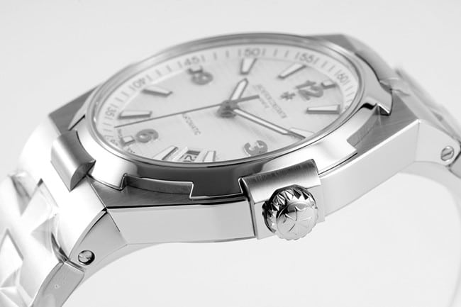 8F factory top-tier watch Vacheron Constantin men's white dial steel bracelet mechanical watch side view