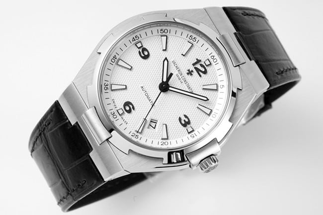 8F factory top-tier watch Vacheron Constantin men's white dial steel bracelet mechanical watch front view