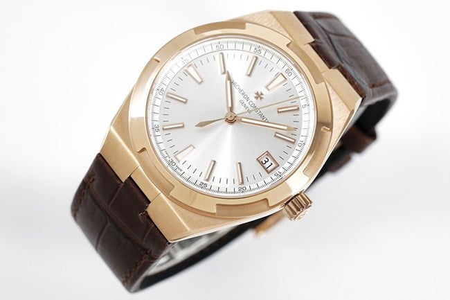 8F factory top-tier watch Vacheron Constantin men's white dial brown belt Across the World series mechanical watch front view
