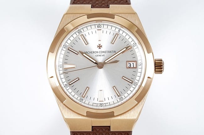 8F factory top-tier watch Vacheron Constantin men's white dial brown belt Across the World series mechanical watch front view
