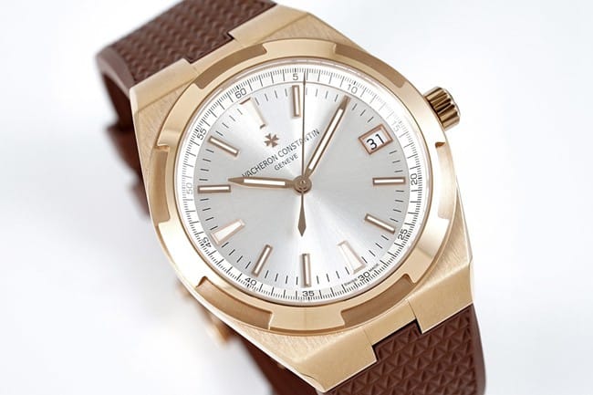 8F factory top-tier watch Vacheron Constantin men's white dial brown belt Across the World series mechanical watch front view