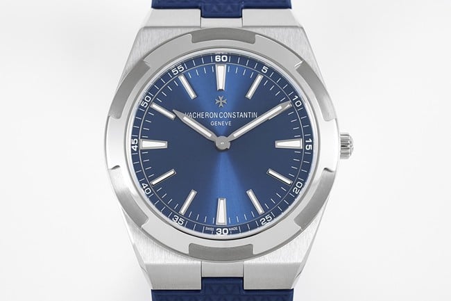8F factory top-tier replicaVacheron Constantin men's blue dialrubber strap ultra-thin series self-winding mechanical watch front view