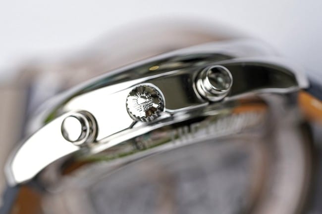 KL factory top-tier watch Longines men's white dial black belt famous craftsman moon phase series automatic movementleather strap watch side view