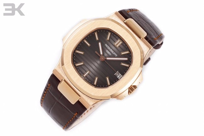 3K Factorytop-tier watch Patek Philippe men's brown plate brown belt self-winding watch front view