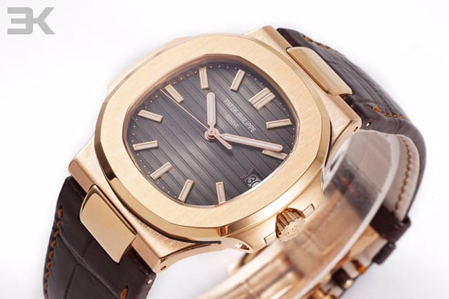 3K Factorytop-tier watch Patek Philippe men's brown plate brown belt self-winding watch front view