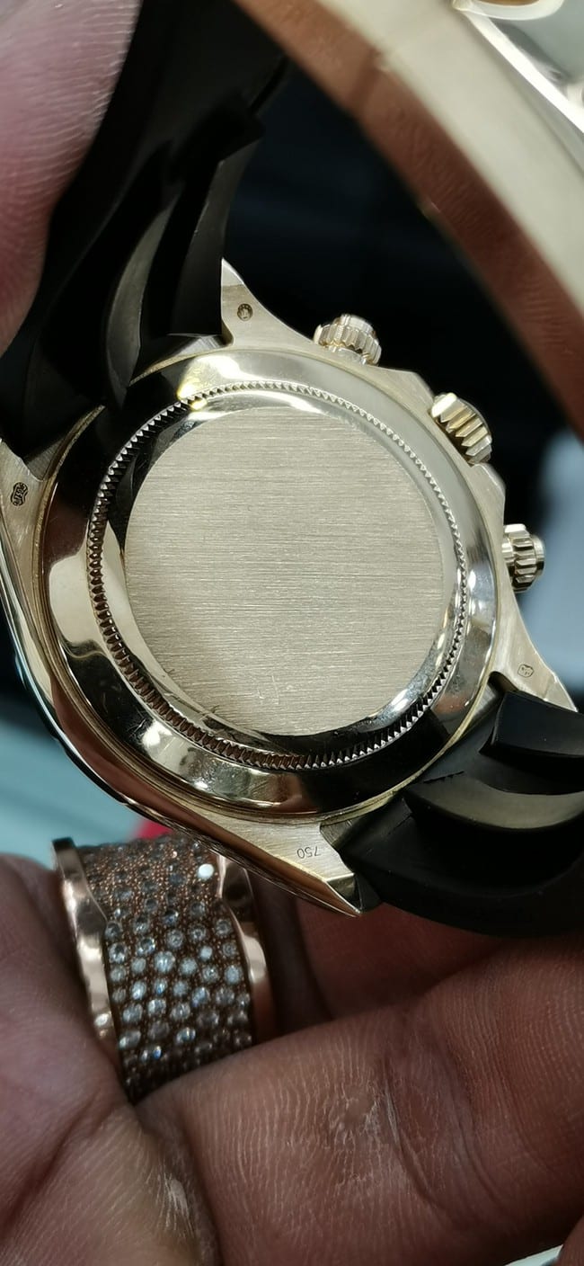 top-tier watch Rolex fully automatic movement men's black dialrubber strap watch back cover picture
