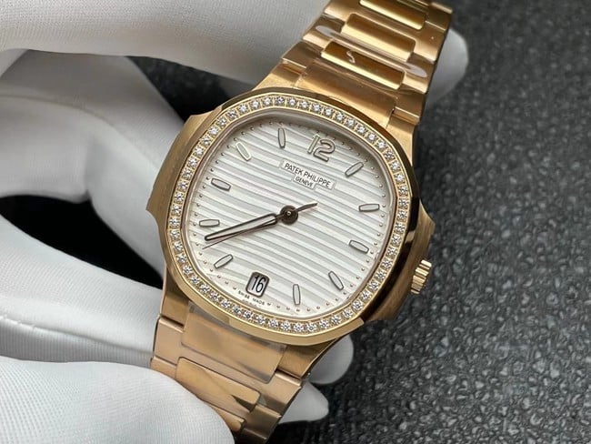 3K Factorytop-tier watch Patek Philippe women's white dialsteel braceletNautilus series automatic movement watch front view