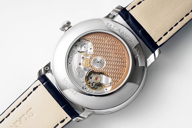 Top watch Blancpain men's blue dial blue strap classic series manual mechanical leather strap watch movement diagram
