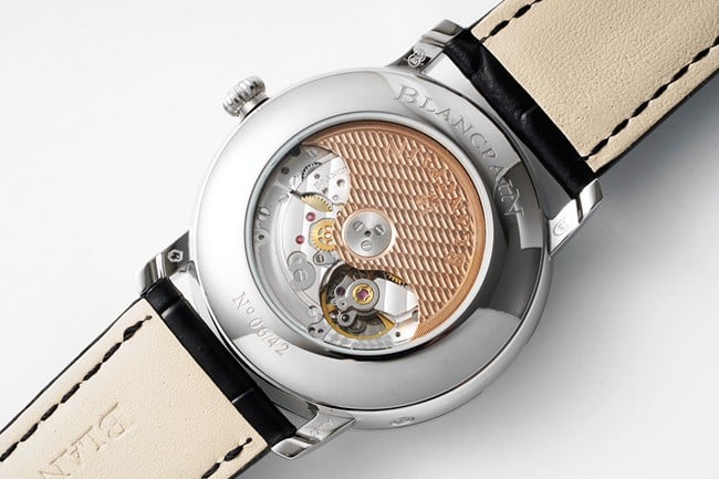 top-tier watch Blancpain manual winding mechanical men's white dial black belt classic series leather strap watch movement picture