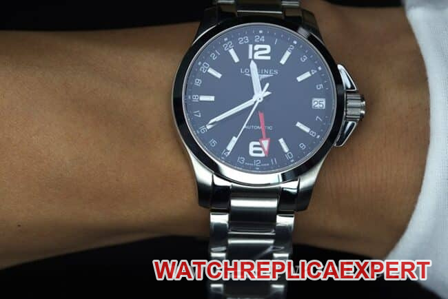 Longinestop-tier watch black dialsteel bracelet Concas four-pin simple and elegant men's fully automatic movement watch front view