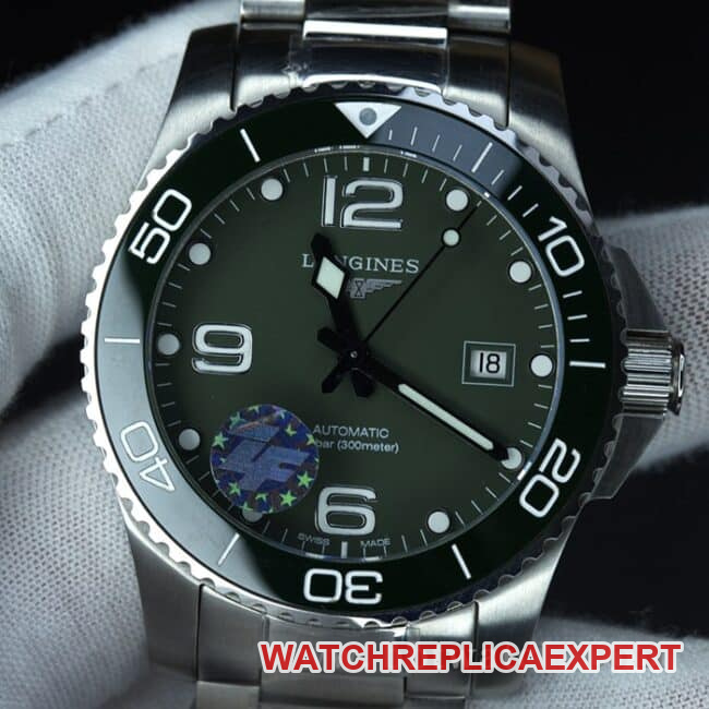 ZF FactoryLonginestop-tier watch Concas green men's black dialsteel bracelet fully automatic movement watch front view