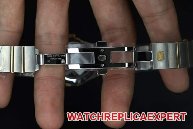 Omegatop-tier watch constellation series ladies' watchwhite dialsteel bracelet diamond-set mother-of-pearl mechanical 123.25.27.20.55.004 watch clasp picture