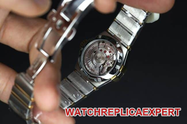 Omegatop-tier watch constellation series ladies' watchwhite dialsteel bracelet diamond-set mother-of-pearl mechanical 123.25.27.20.55.004 watch movement picture
