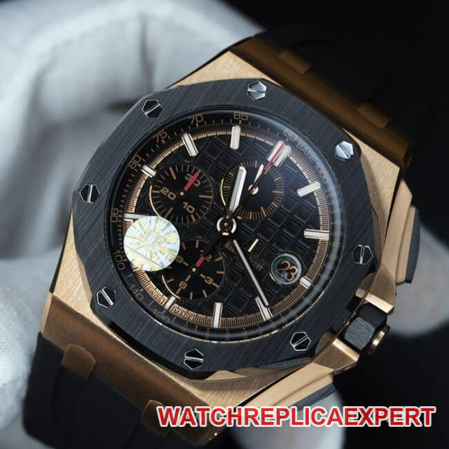 JF factory top-tier watch Audemars PiguetRoyal Oak offshore series 26401RO.OO.A002CA.02 men's black dialrubber strapautomatic movementchronograph stopwatch front view