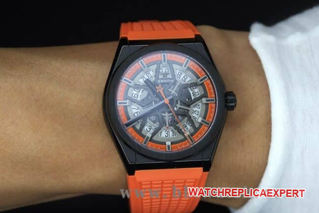 Zenith top-tier watch DEFY men's gray plate hollow mechanical titanium alloy rubber bracelet mechanical watch front view