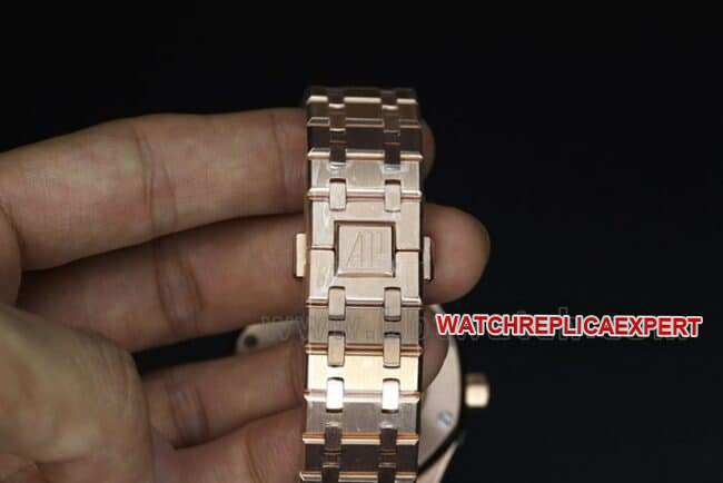 Top Audemars Piguet Royal Oak 15400 Bag 18K Rose Gold Men's Blue Dial Mechanical Watch Buckle Figure