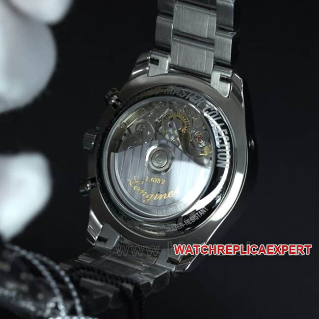 KL factory top-tier watch Longines famous craftsman series eight-pin moon phase 40 watch diameter steel bracelet men's white dial automatic movement watch back cover picture