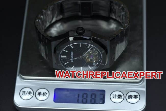 R8 factory top-tier replicaAudemars PiguetRoyal Oak series tourbillonmovement men's all black all automatic movementsteel bracelet watch weight chart