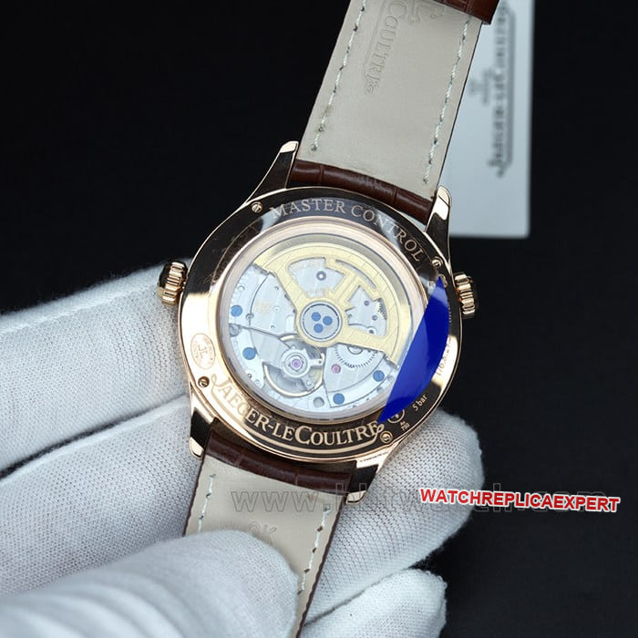 zf factory Jaeger-LeCoultretop-tier watch geography master world time men's white dial brown belt multifunctional automatic movementleather strap watch movement picture