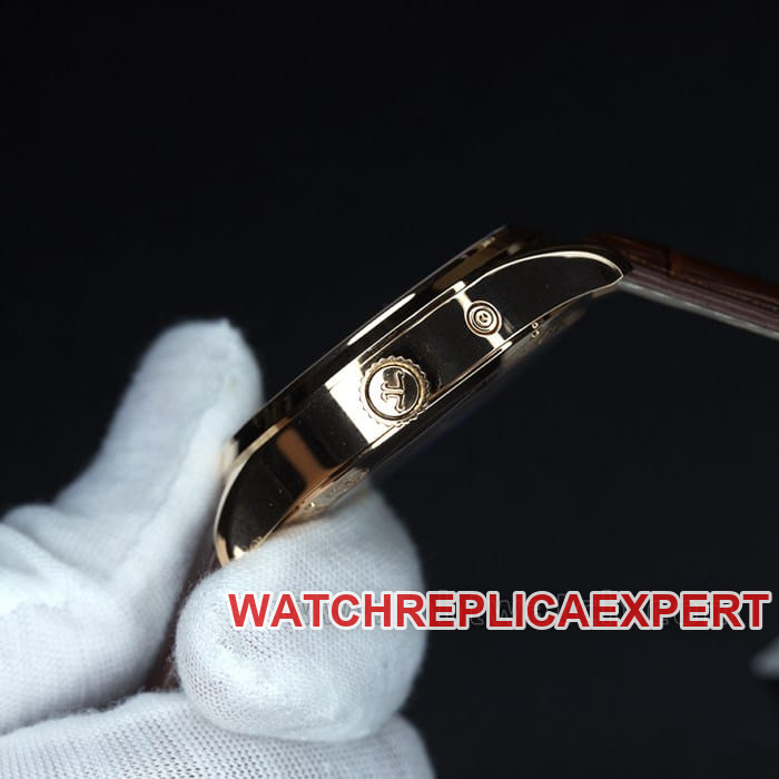 zf factory Jaeger-LeCoultretop-tier watch geography master world time men's white dial brown belt multifunctional automatic movementleather strap watch side view