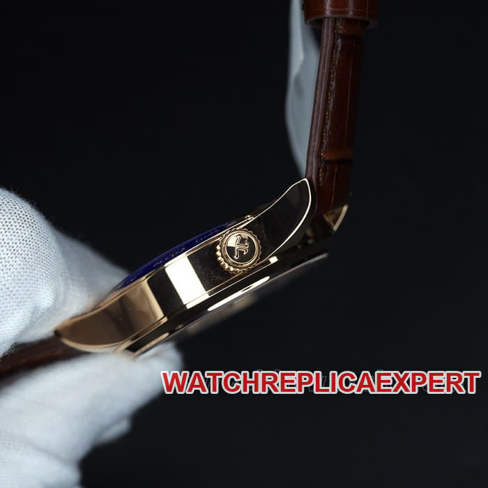 zf factory Jaeger-LeCoultretop-tier watch geography master world time men's white dial brown belt multifunctional automatic movementleather strap watch side view