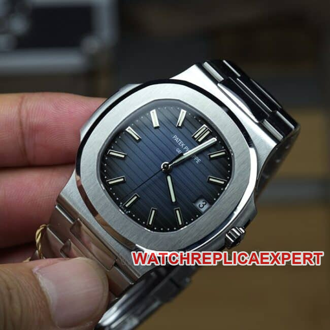 PPF Factorytop-tier watch Patek PhilippeNautilus men's blue dialsteel bracelet sport elegant fully automatic movement watch front view