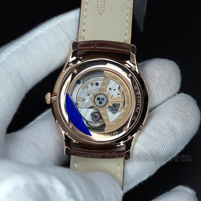 ZF Factorytop-tier watch Jaeger-LeCoultre master series real moon phase men's white dial brown belt business casual automatic movement temperament watch movement picture