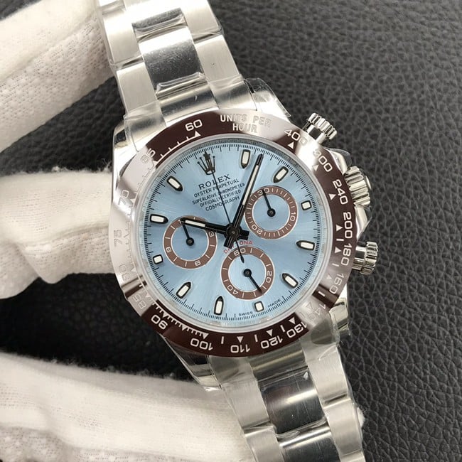 Rolextop-tier watch men's blue dialsteel bracelet universe chronograph Daytona automatic movement watch front view