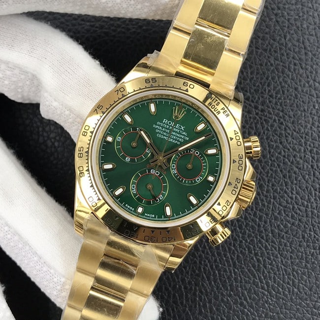 top-tier watch Rolex automatic movement men's green dial gold belt Daytona series steel bracelet watch front view