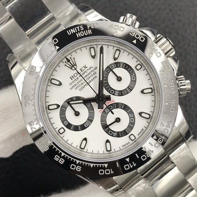 Rolextop-tier watch fully automatic movement men's white dialsteel bracelet watch front view