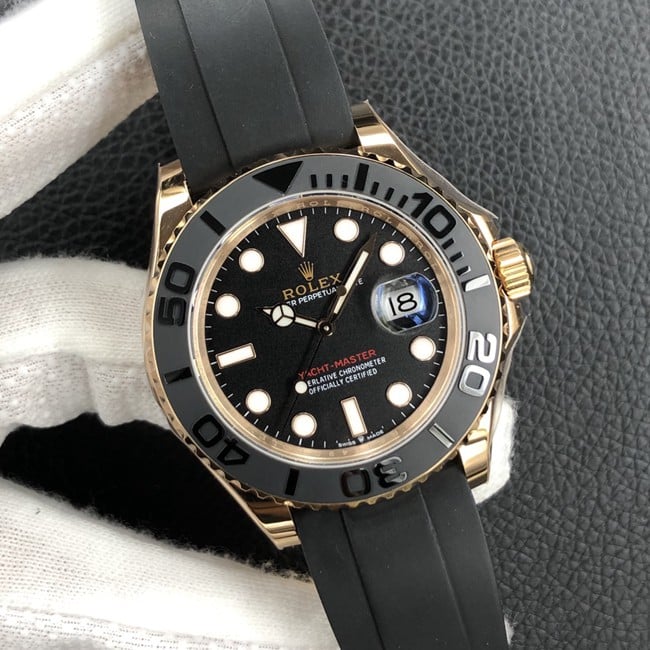 EW FactoryRolextop-tier watch Yacht-Master 40 series men's black dialrubber strap mechanical watch front view