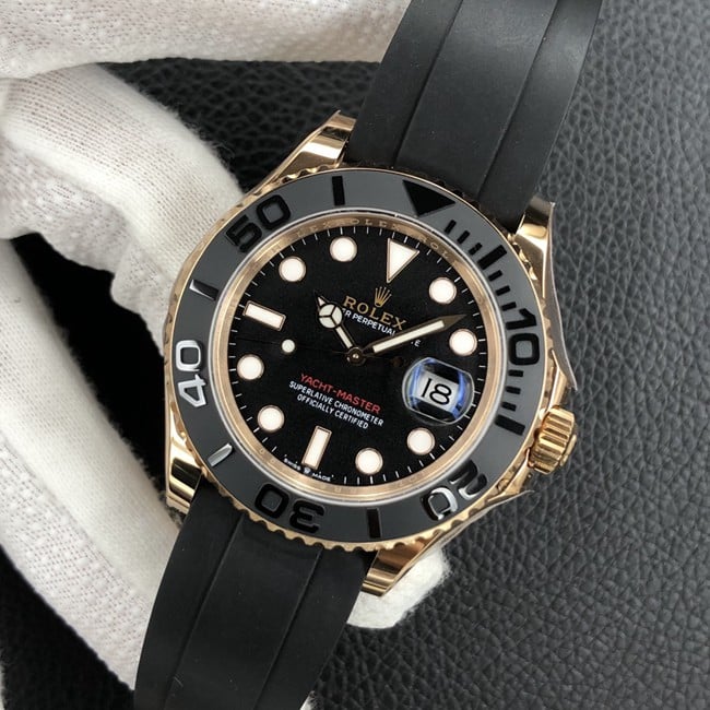 EW FactoryRolextop-tier watch Yacht-Master 40 series men's black dialrubber strap mechanical watch front view