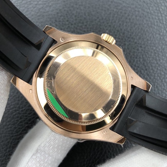 EW FactoryRolextop-tier watch Yacht-Master 40 series men's black dialrubber strap mechanical watch back cover picture