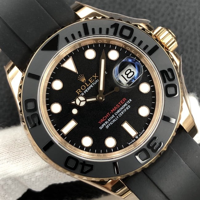 EW FactoryRolextop-tier watch Yacht-Master 40 series men's black dialrubber strap mechanical watch front view