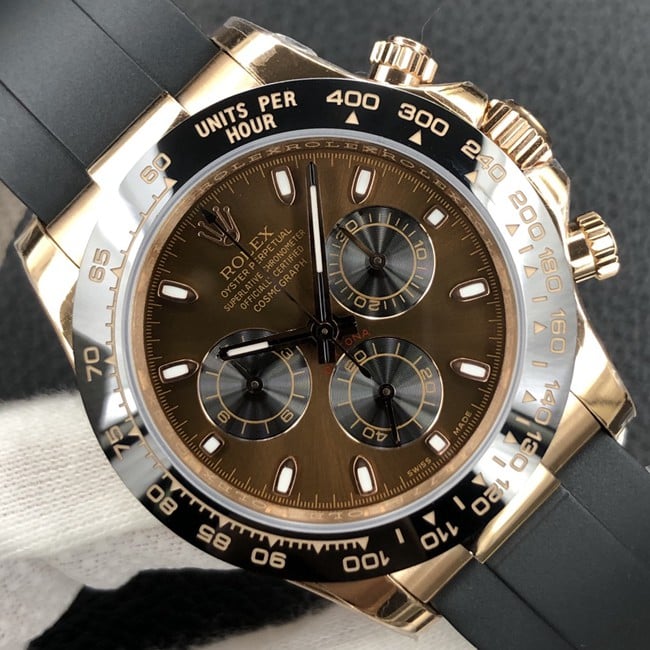 Rolextop-tier watch Daytona latest men's brown rubber strap mechanical watch front view