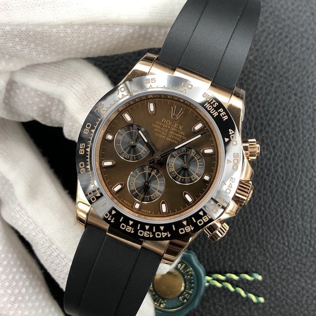 Rolextop-tier watch Daytona latest men's brown rubber strap mechanical watch front view