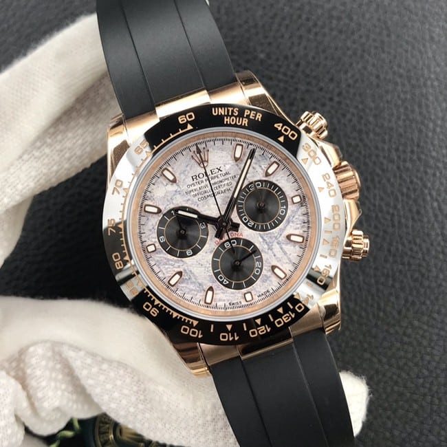 top-tier watch Rolex ultra-thin true function Daytona latest men's white dialrubber strap watch front view