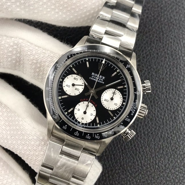 top-tier watch Rolex Paul Newman series men's black dialsteel bracelet mechanical watch front view